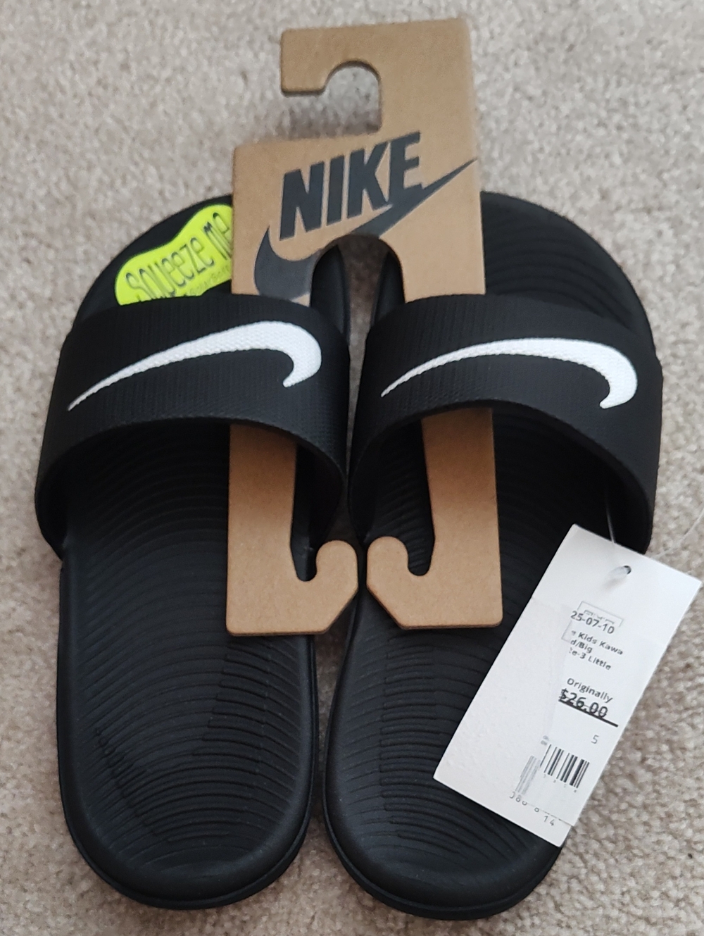 Nike Black Kids' Slide Sandals with White Swoosh